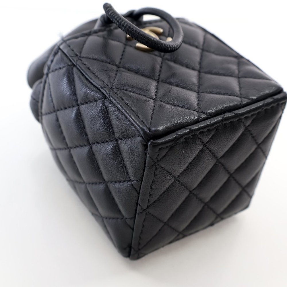 Chanel Mini Black Lambskin Drawstring Bucket Bag - image 7
